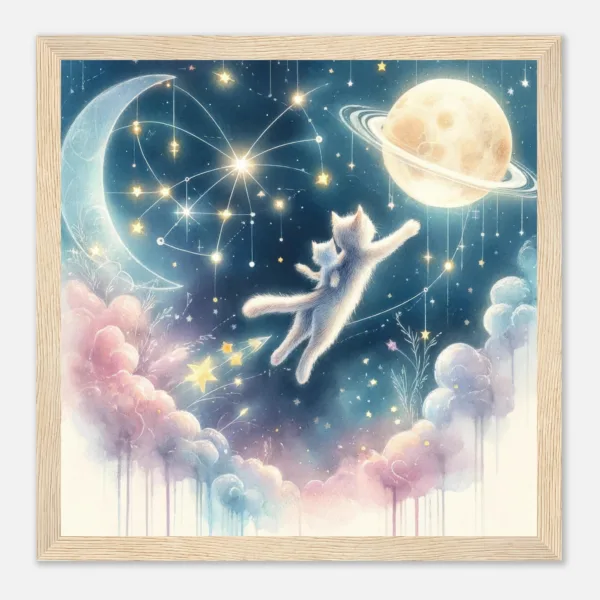 Bedtime Story Toby Night Sky Adventure, Premium Matte Paper Wooden Framed Poster - Image 11